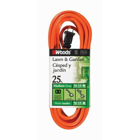 WOODS Cord Ext Outdoor 16/2X25Ft Org 0722
